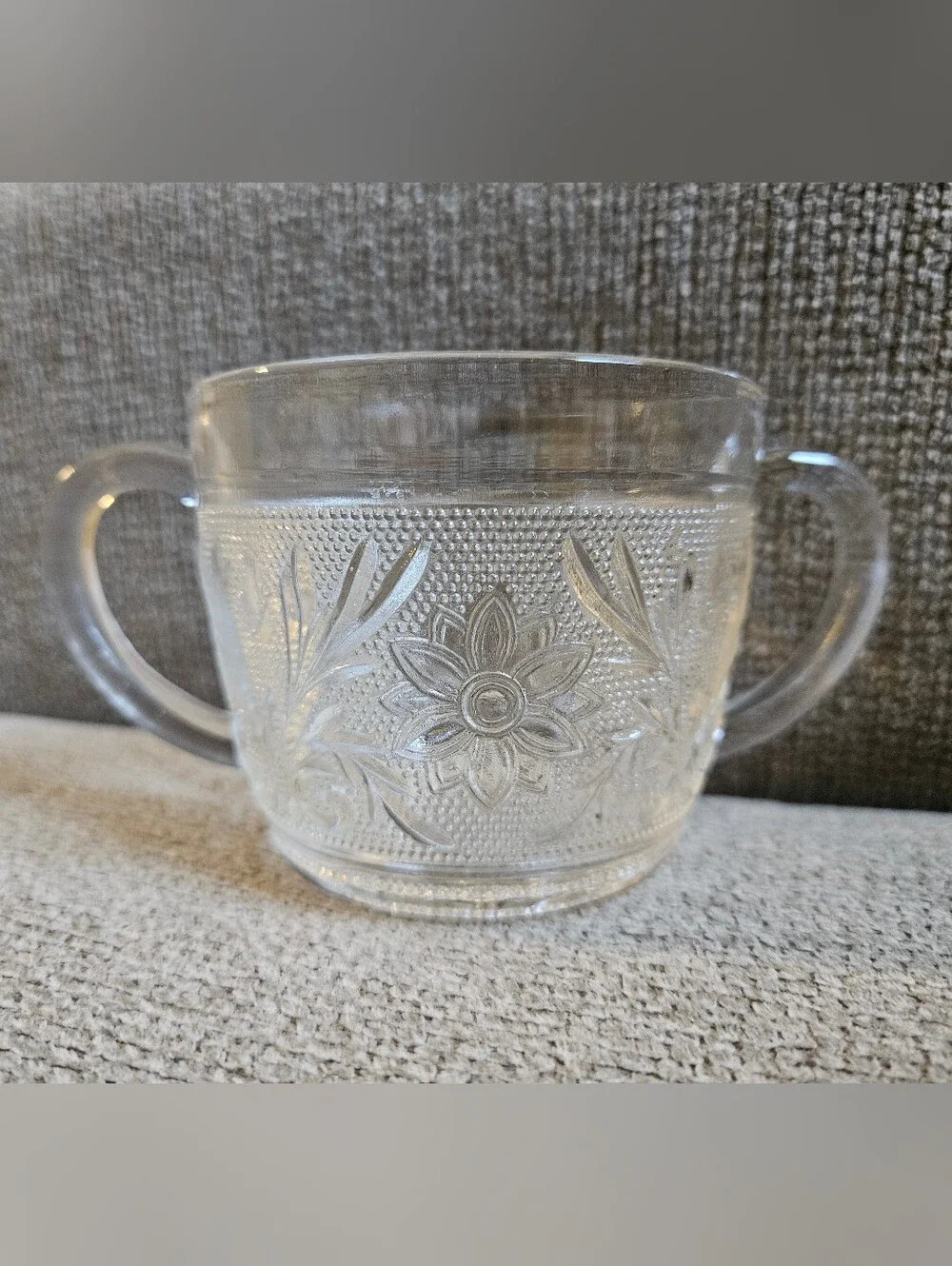 Vintage Anchor Hocking Sandwich Clear Pattern Open Sugar Bowl